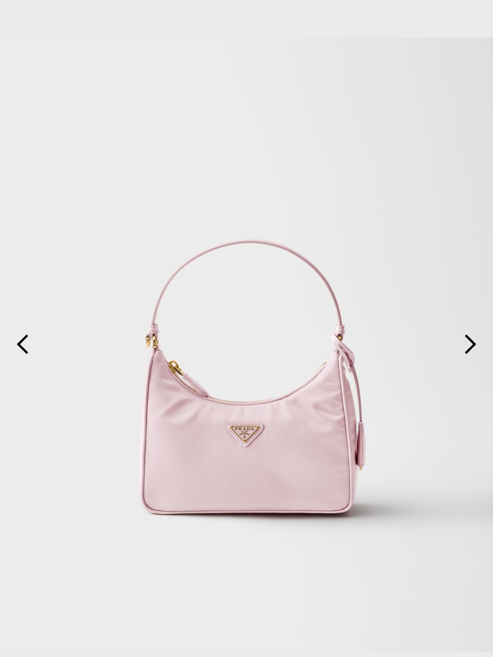Prada Light Pink Nylon Shoulder Bag with Gold Hardware